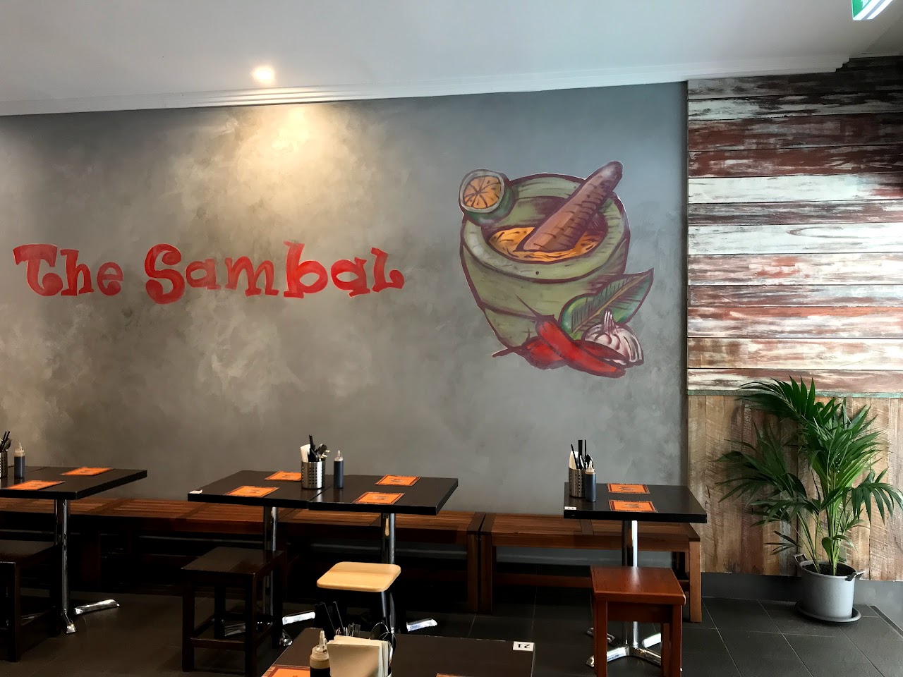 The Sambal wall mural inside the restaurant